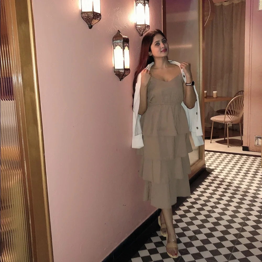 Skin colour ruffle dress - Picture 1 of 3
